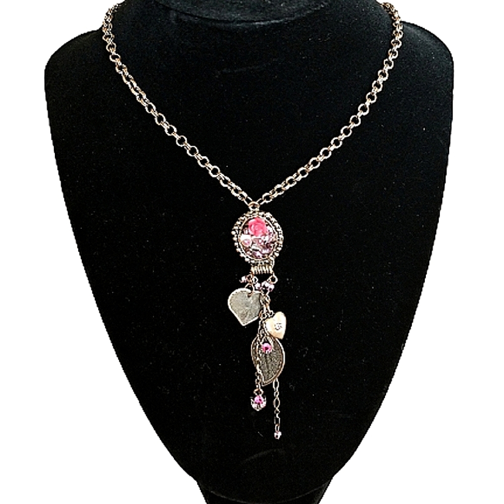 Julie Rose and Hearts Dangle Choker Necklace